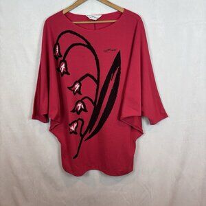 Vintage Sergio Valente Women's Pink dolman sleeve oversized blouse one size‎ SML